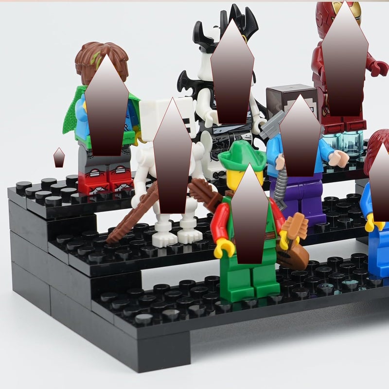 popbricks Store Brick Minifigure Display Stand – 3-Tier Display Case for Lego Minifigures – Holds 35 Figures – Black Organizer Shelf for Collectors | Great Gift for Minifigure Lovers - Image 4